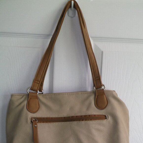 Multi Sac Shoulder Bag HANDBAG Tote PURSE Tan & Brown with Multiple Compartments - Picture 4 of 10